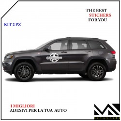 KIT ADESIVI 40cm STELLA stickers SCRITTA CHEROKEE OFF ROAD FUORISTRADA BIANCO