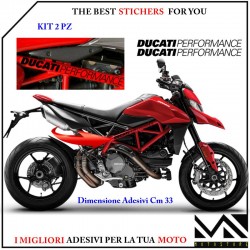 KIT 2 ADESIVI per MOTO DUCATI PERFORMANCE LUNGHEZZA 33X2,3 CM COLORE NERO