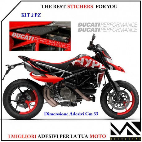 KIT 2 ADESIVI per MOTO DUCATI PERFORMANCE LUNGHEZZA 33X2,3 CM COLORE ARGENTO