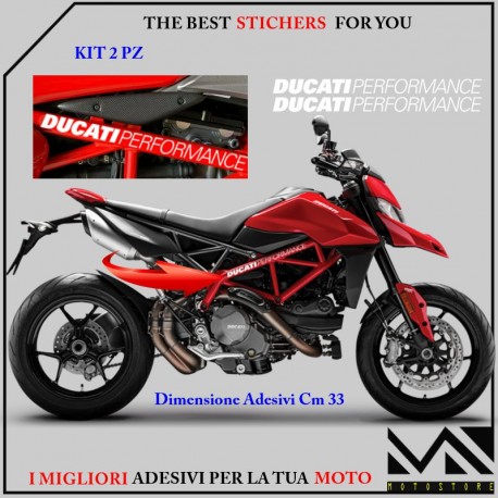 KIT 2 ADESIVI per MOTO DUCATI PERFORMANCE LUNGHEZZA 33X2,3 CM COLORE BIANCO