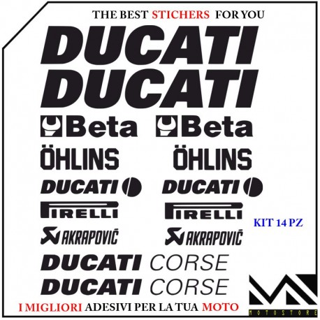 KIT ADESIVI SPONSOR tecnici MOTO DUCATI adesivi sponsor moto carena colore nero