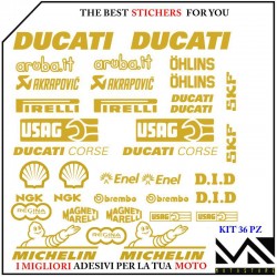 KIT 36 ADESIVI SPONSOR tecnici PER MOTO DUCATI MODELLO 4S COLORE ORO